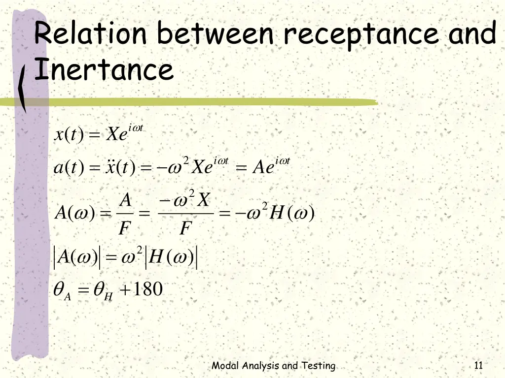 relation between receptance and inertance