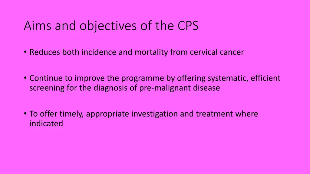 aims and objectives of the cps