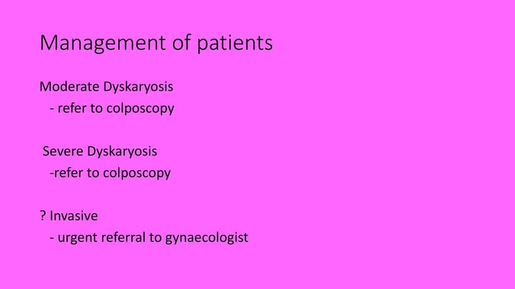 management of patients