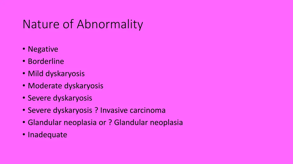 nature of abnormality