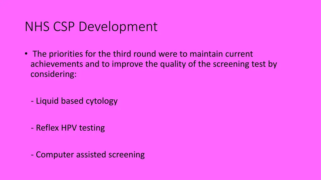 nhs csp development