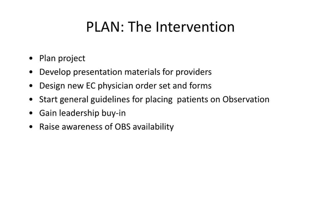 plan the intervention