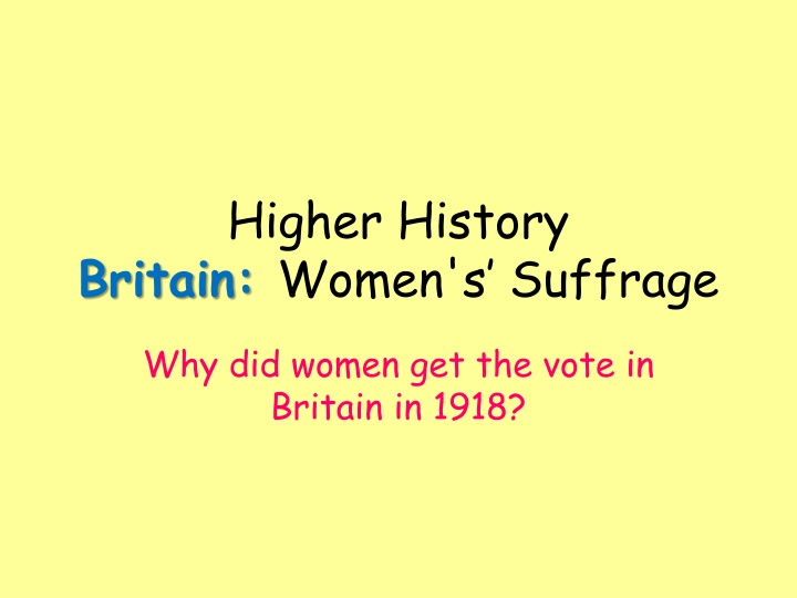 higher history britain women s suffrage