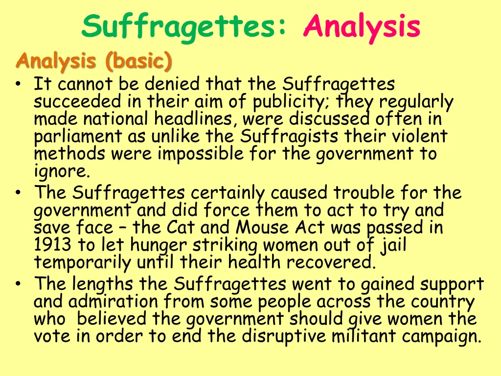 suffragettes analysis