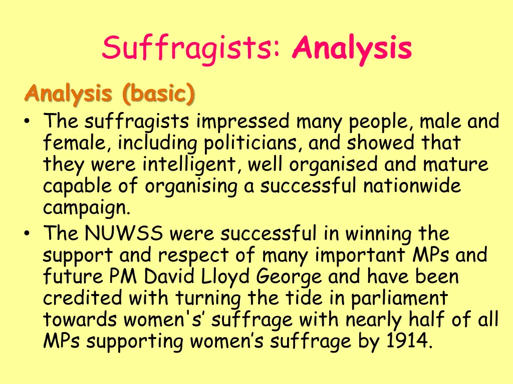 suffragists analysis