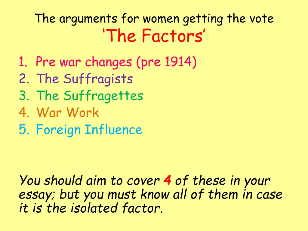 the arguments for women getting the vote