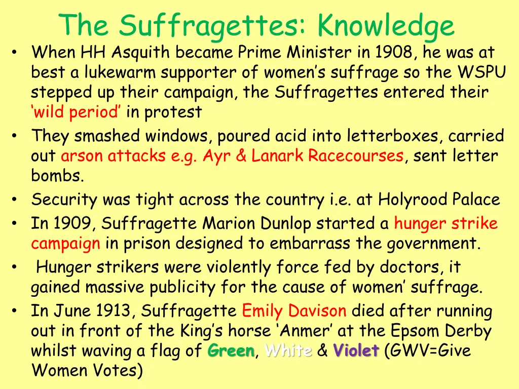 the suffragettes knowledge 1