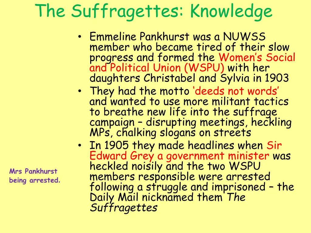 the suffragettes knowledge