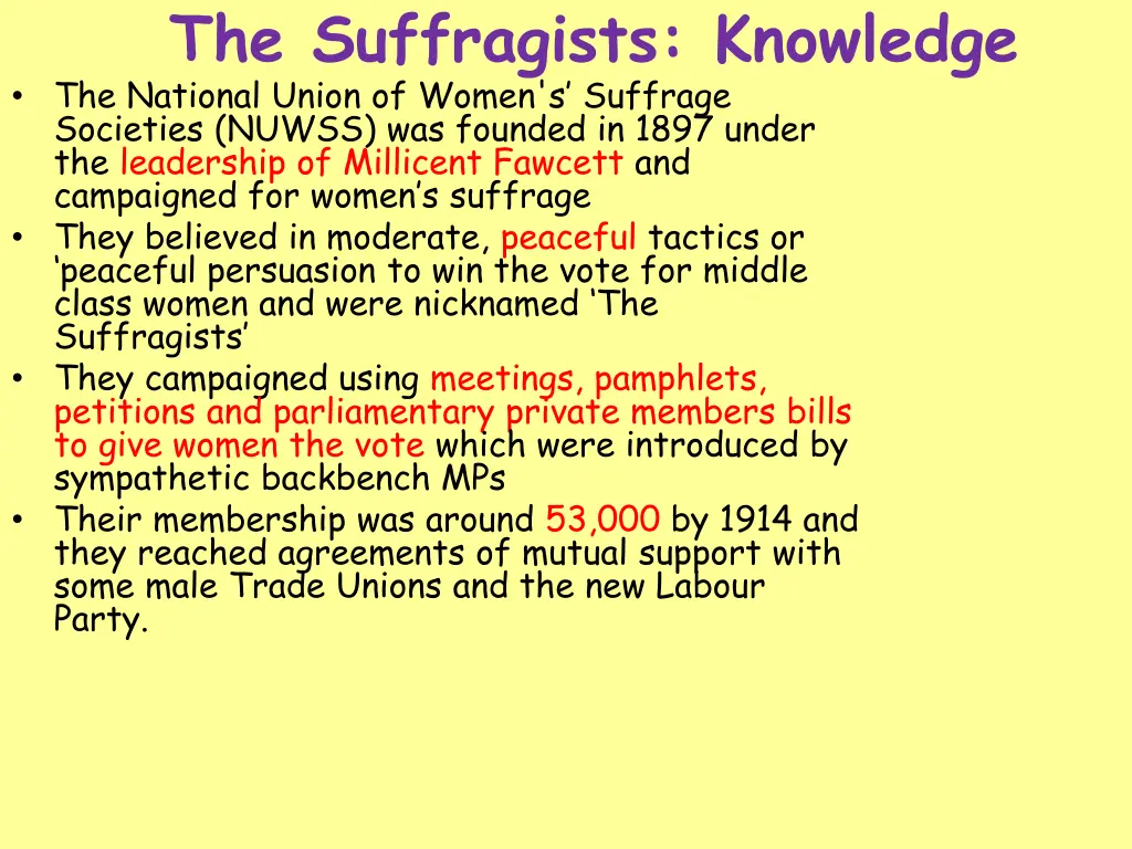 the suffragists knowledge