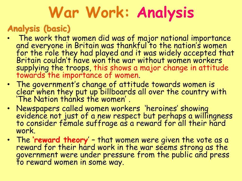 war work analysis 1