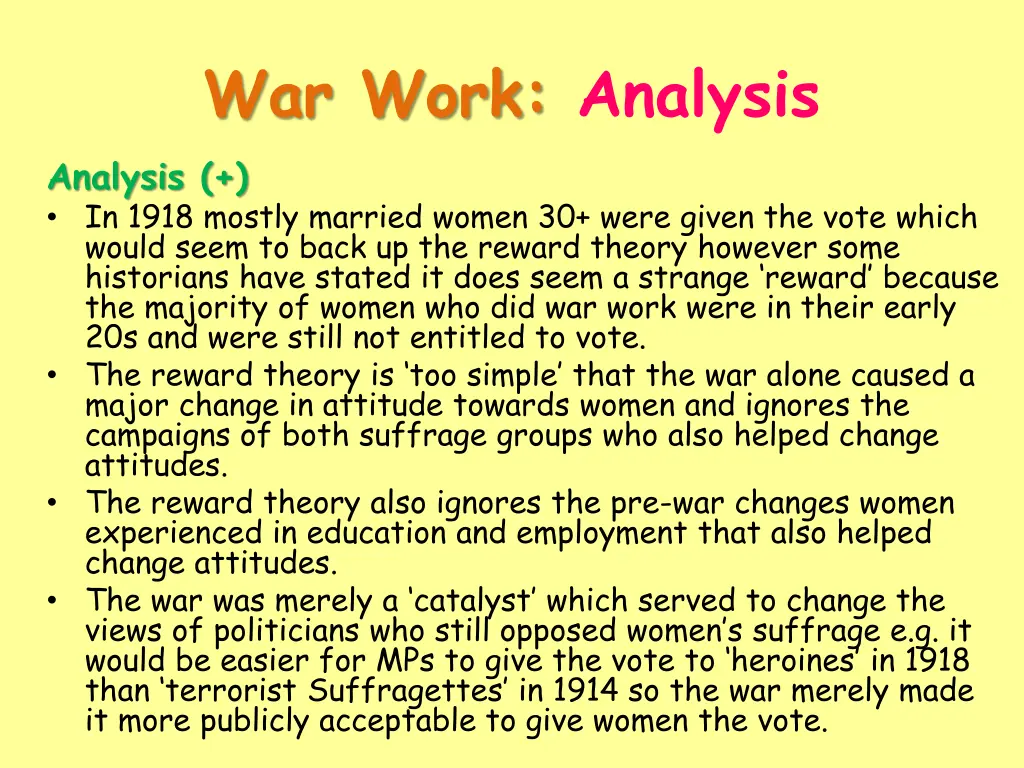 war work analysis 2