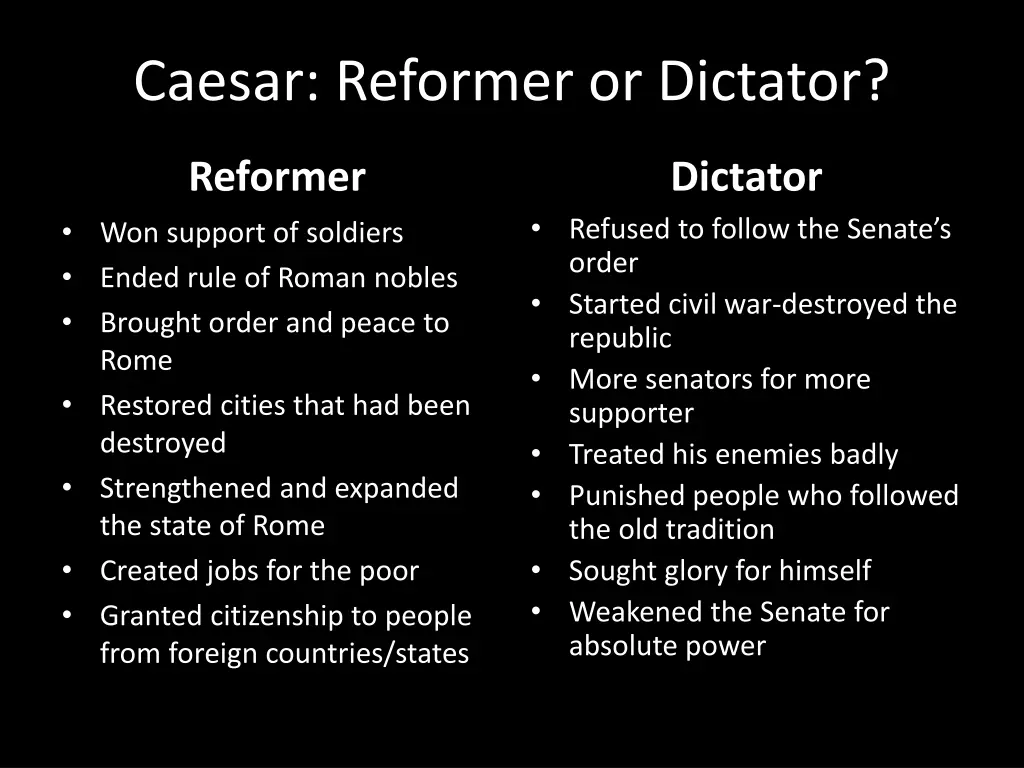 caesar reformer or dictator