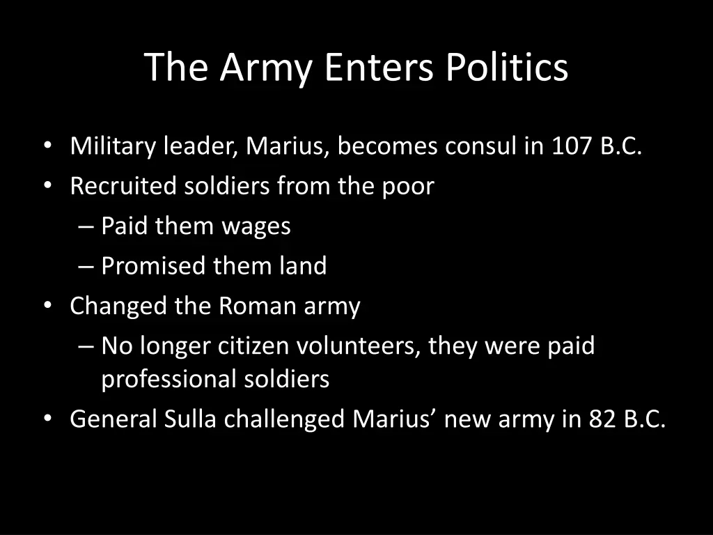 the army enters politics