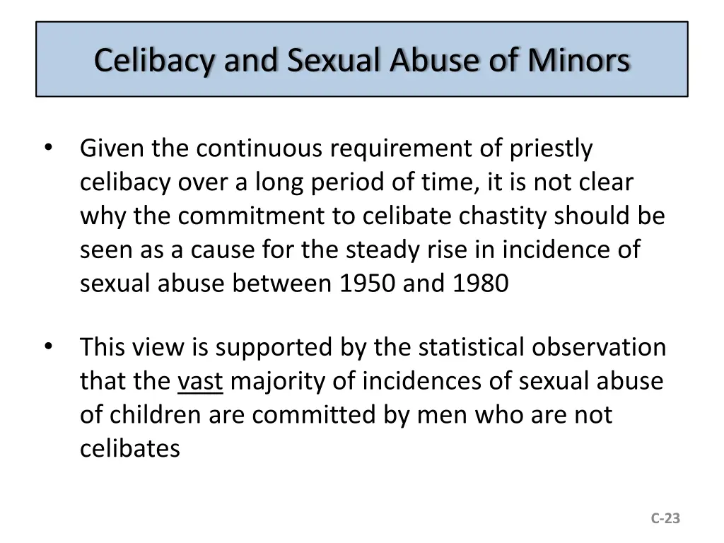 celibacy and sexual abuse of minors