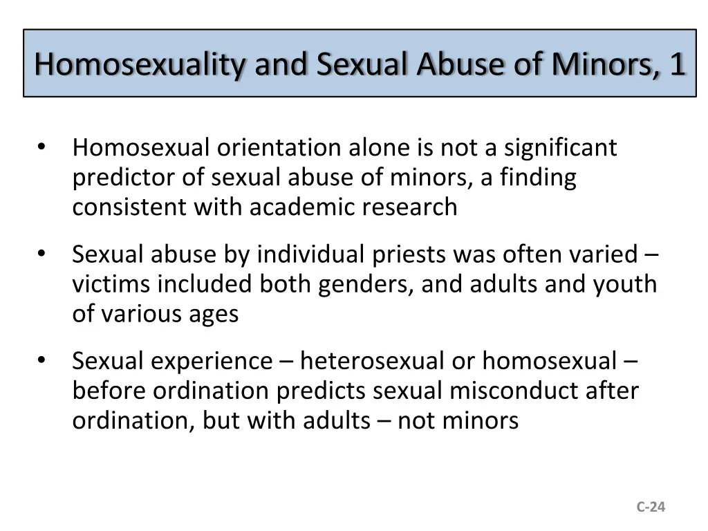 homosexuality and sexual abuse of minors 1