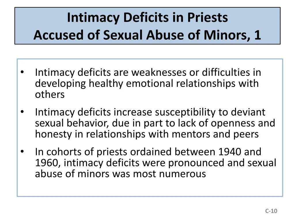 intimacy deficits in priests accused of sexual