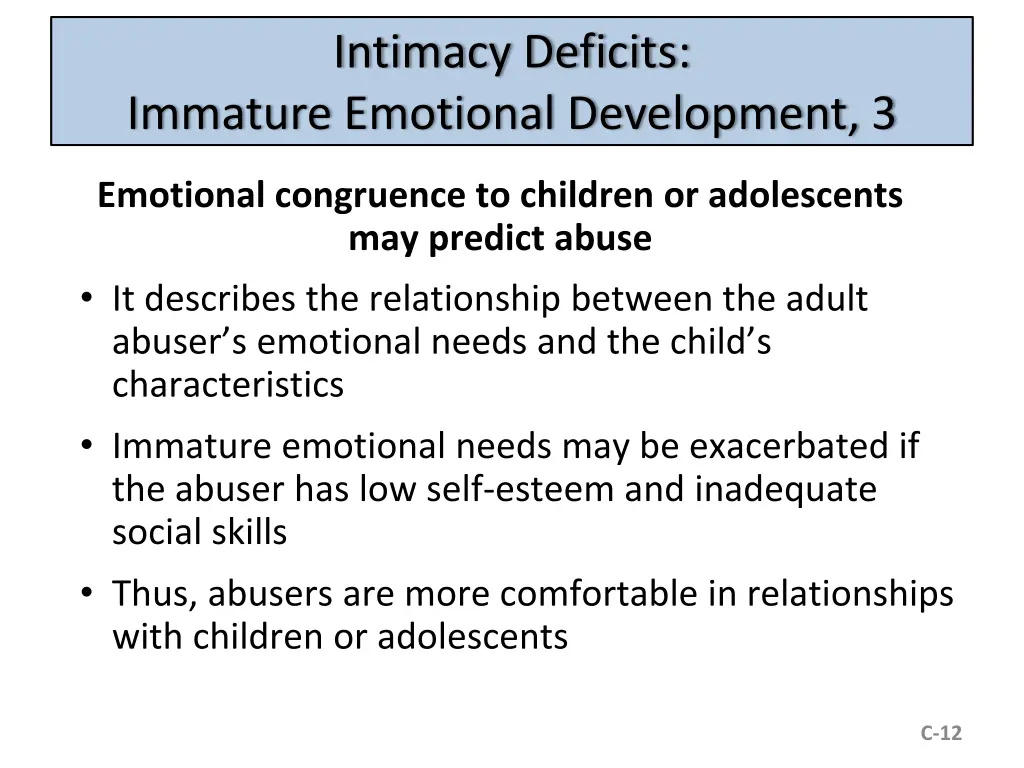 intimacy deficits