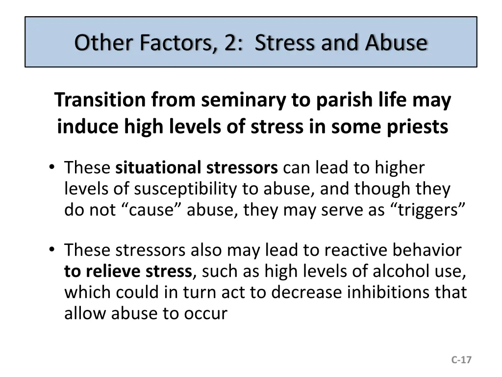 other factors 2 stress and abuse