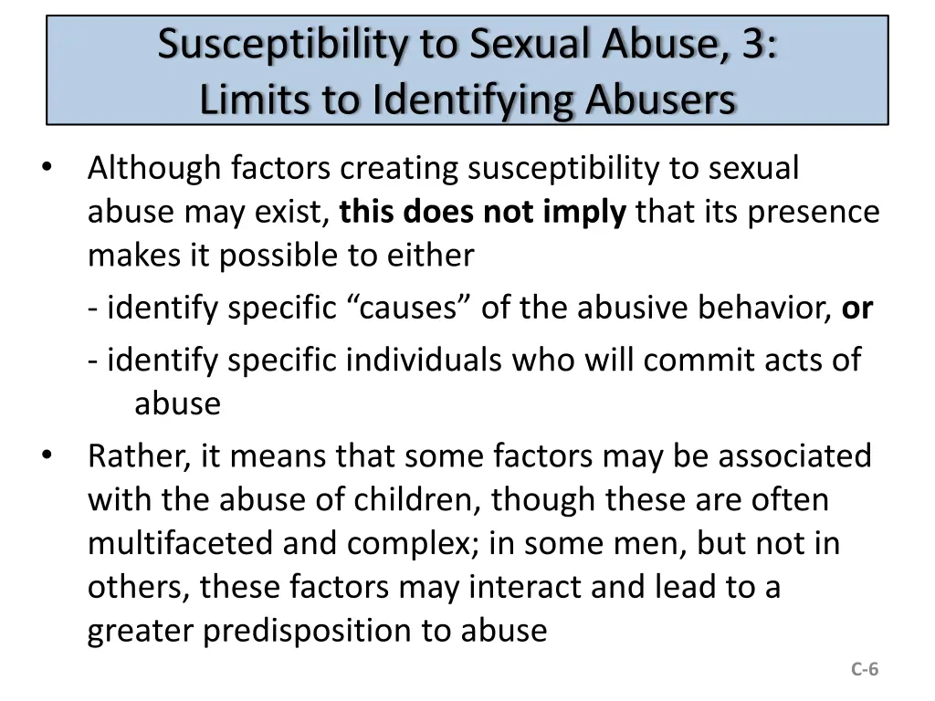 susceptibility to sexual abuse 3 limits