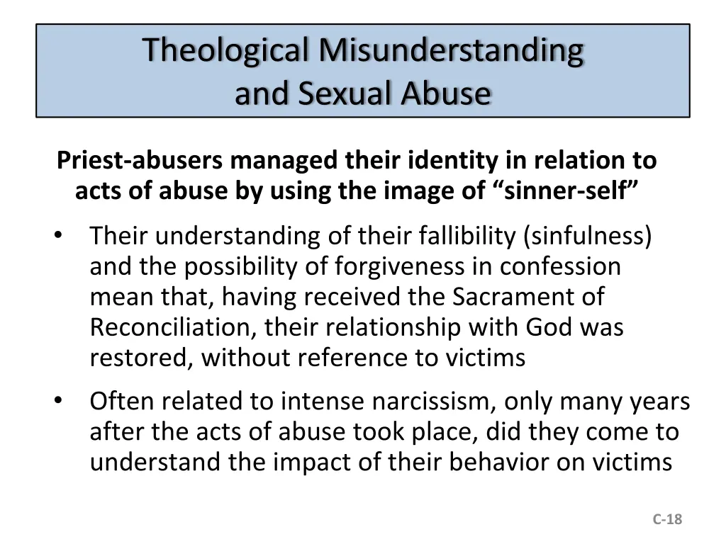 theological misunderstanding and sexual abuse