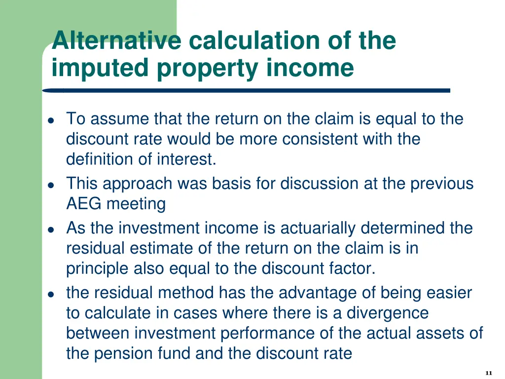 alternative calculation of the imputed property