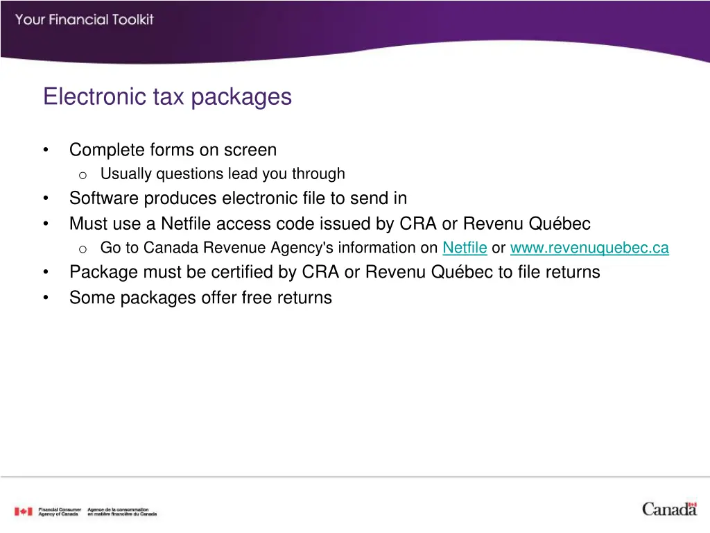 electronic tax packages