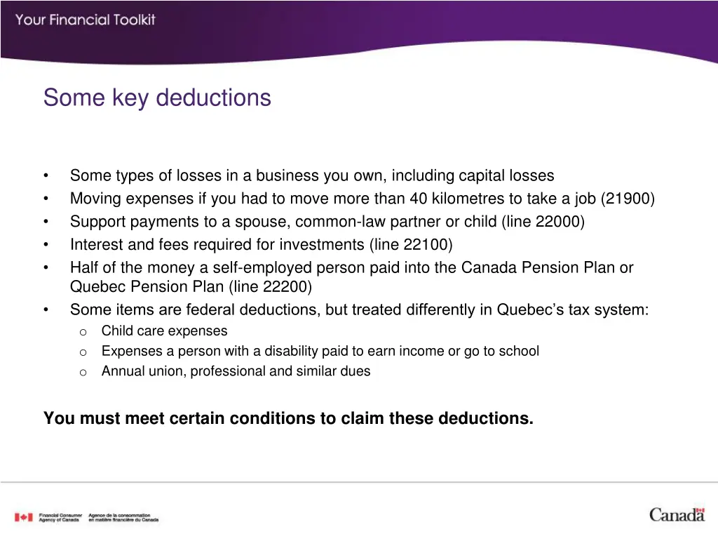 some key deductions