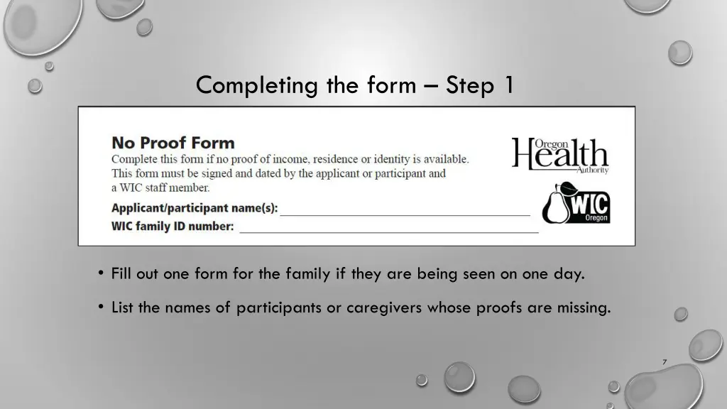 completing the form step 1