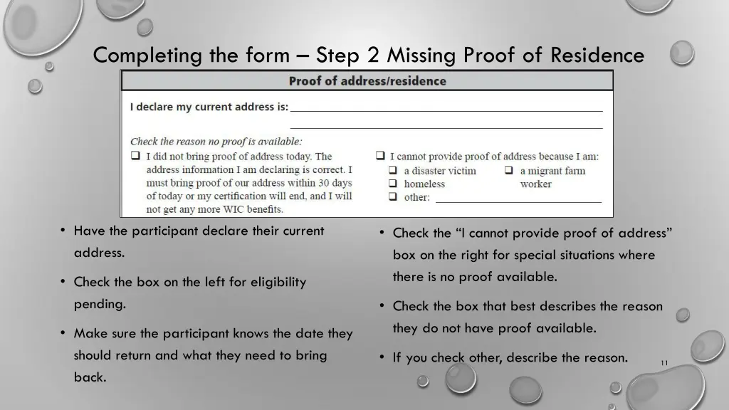 completing the form step 2 missing proof 1