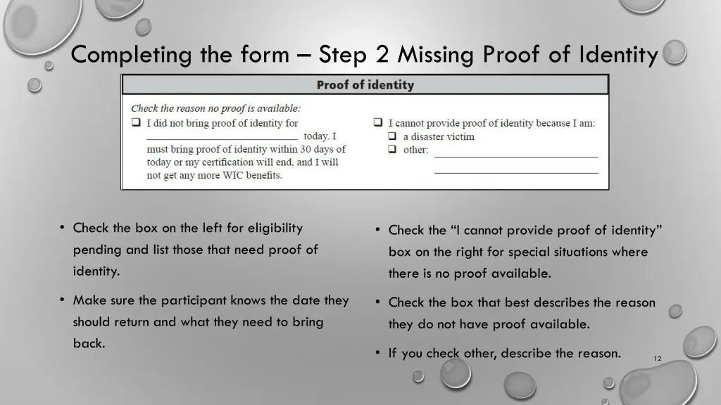 completing the form step 2 missing proof 2