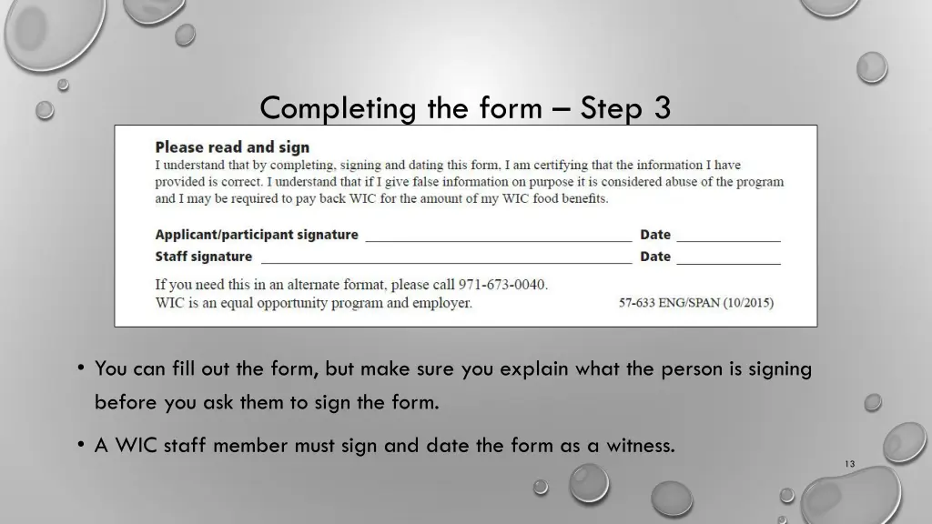 completing the form step 3