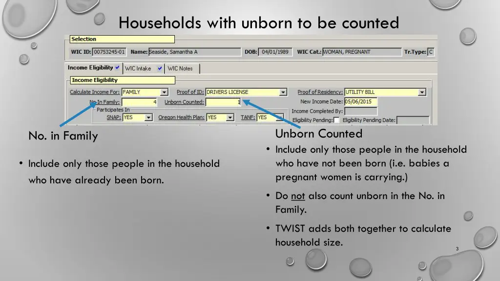 households with unborn to be counted