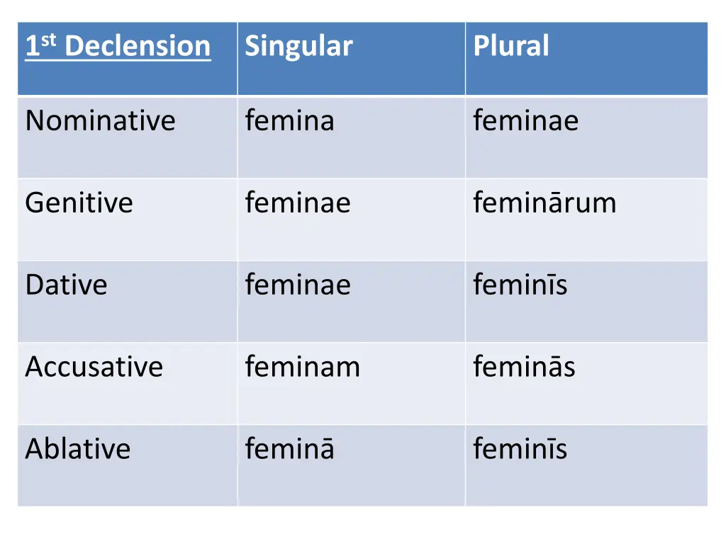 1 st declension