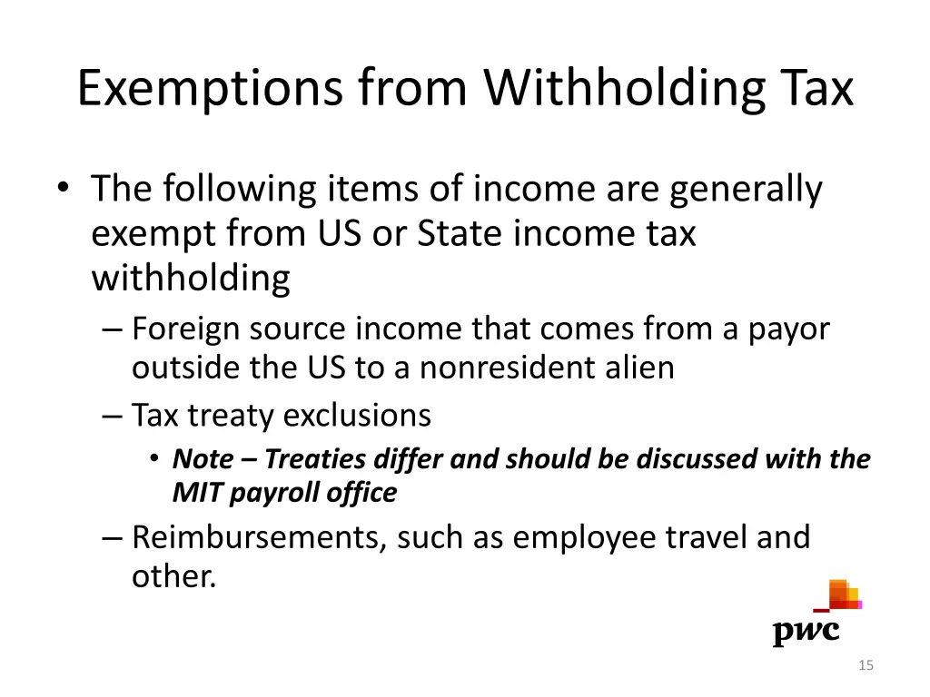 exemptions from withholding tax