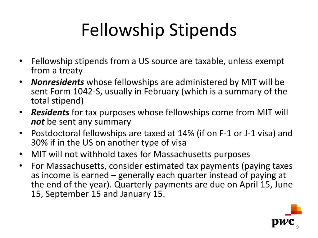 fellowship stipends