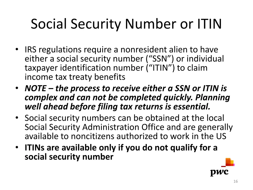 social security number or itin