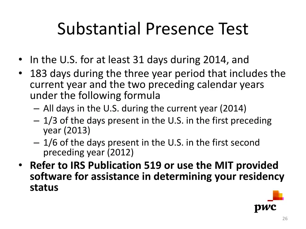 substantial presence test