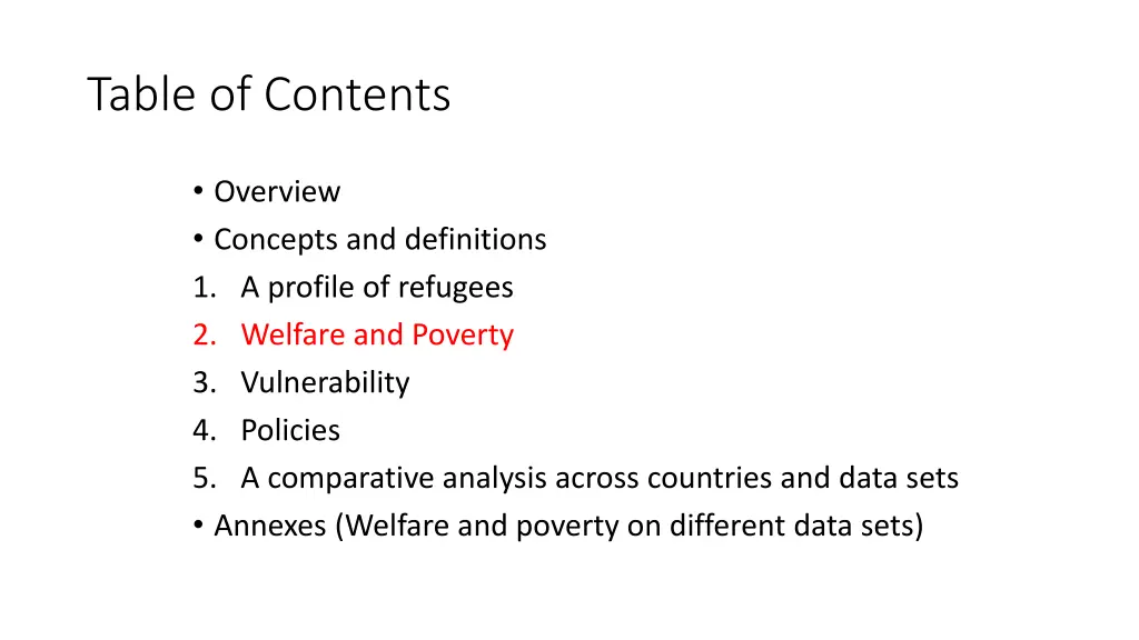 table of contents