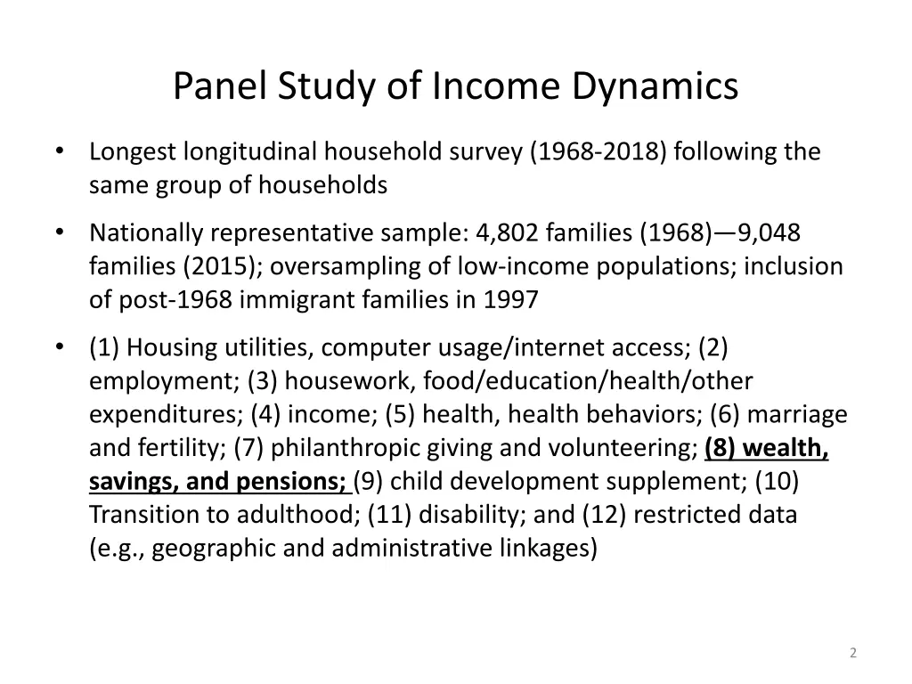 panel study of income dynamics