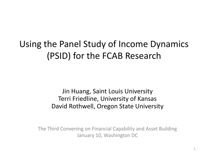 using the panel study of income dynamics psid