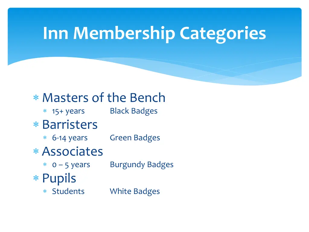 inn membership categories