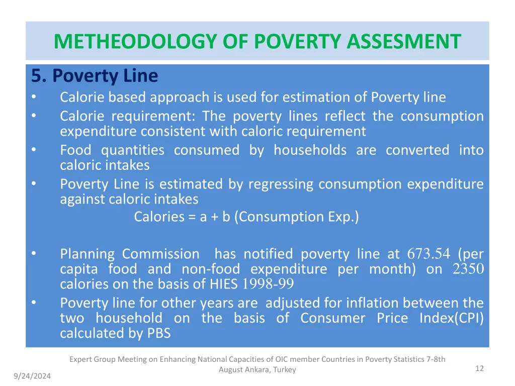 metheodology of poverty assesment 5 poverty line