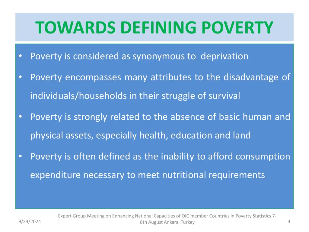 towards defining poverty