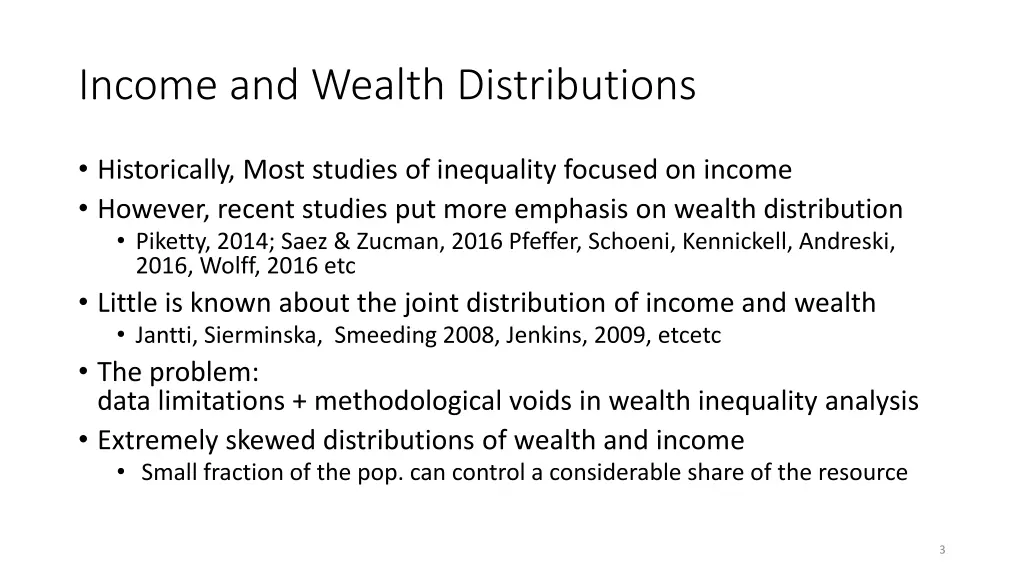 income and wealth distributions