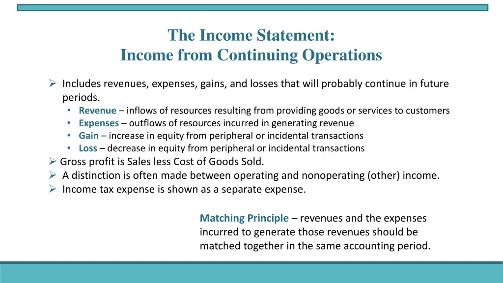 the income statement income from continuing