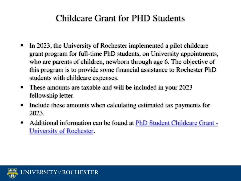 childcare grant for phd students