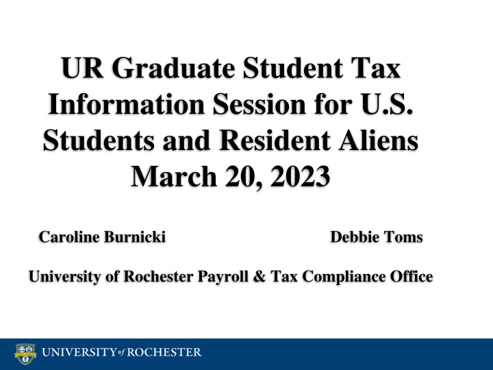 ur graduate student tax information session