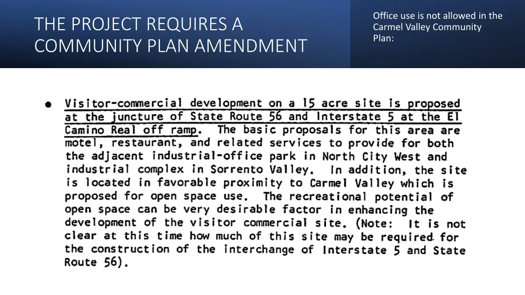 office use is not allowed in the carmel valley