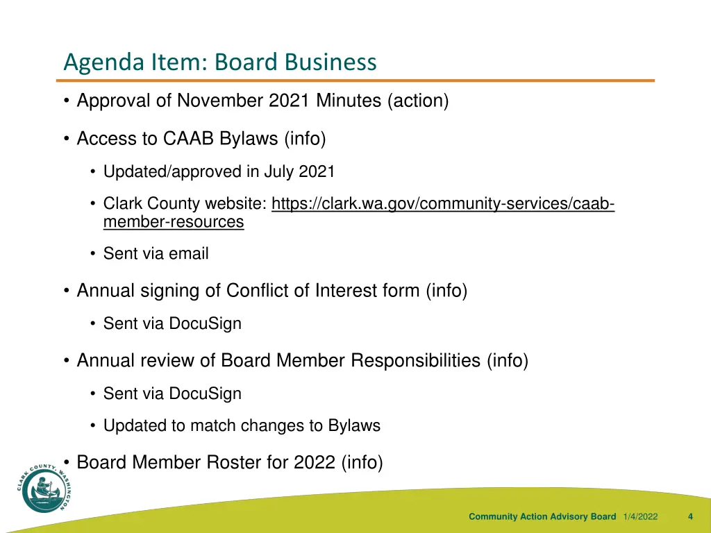 agenda item board business