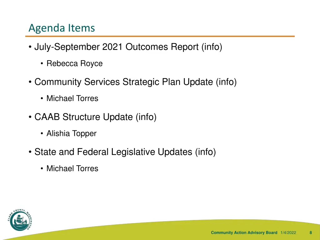 agenda items